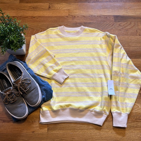 Urban Outfitters Other - Urban Outfitters Mens Small Striped Pullover Yellow Crewneck Sweatshirt Preppy